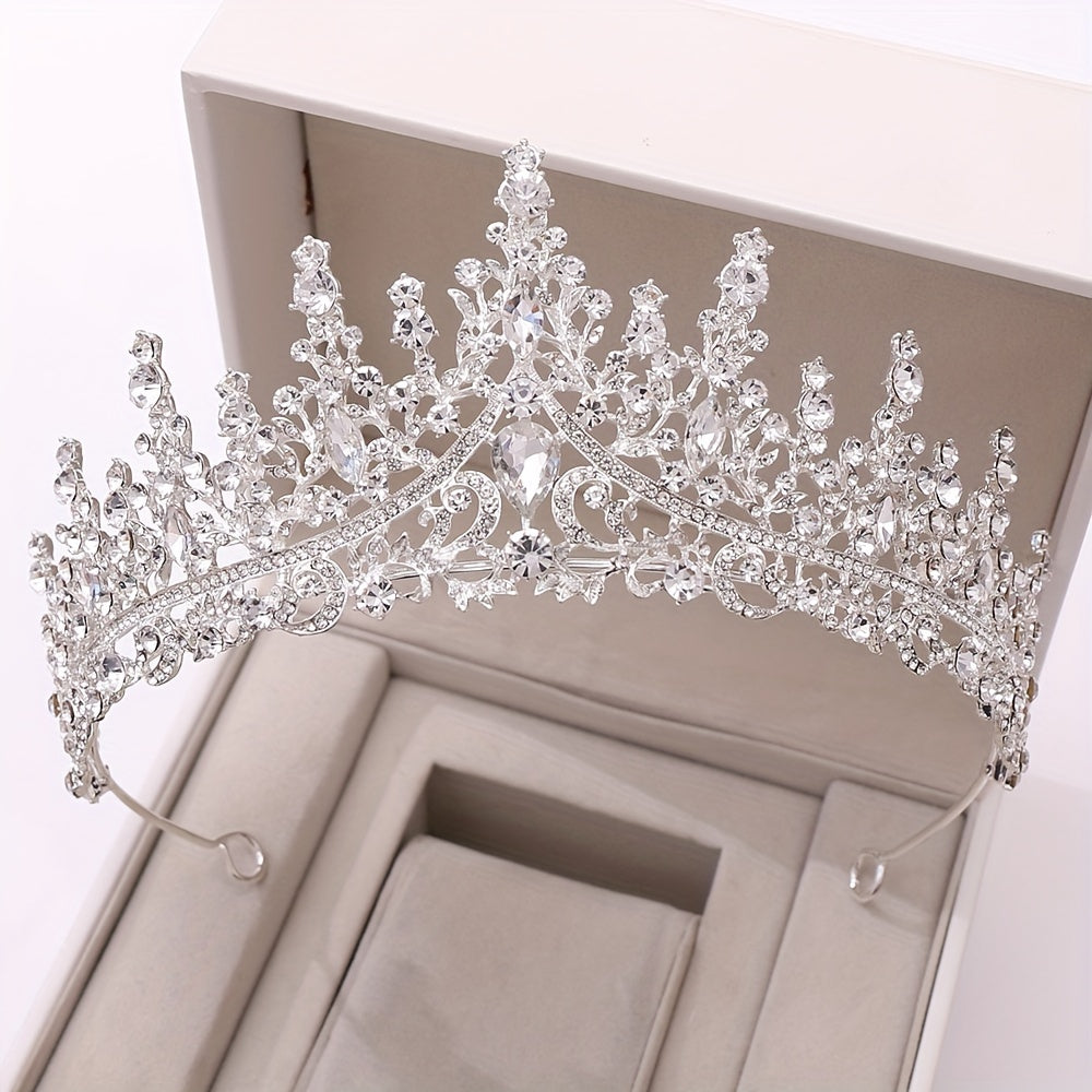 Rhinestone Leaf Crown Tiara for Bridal Princess Costume Wedding Party Accessories