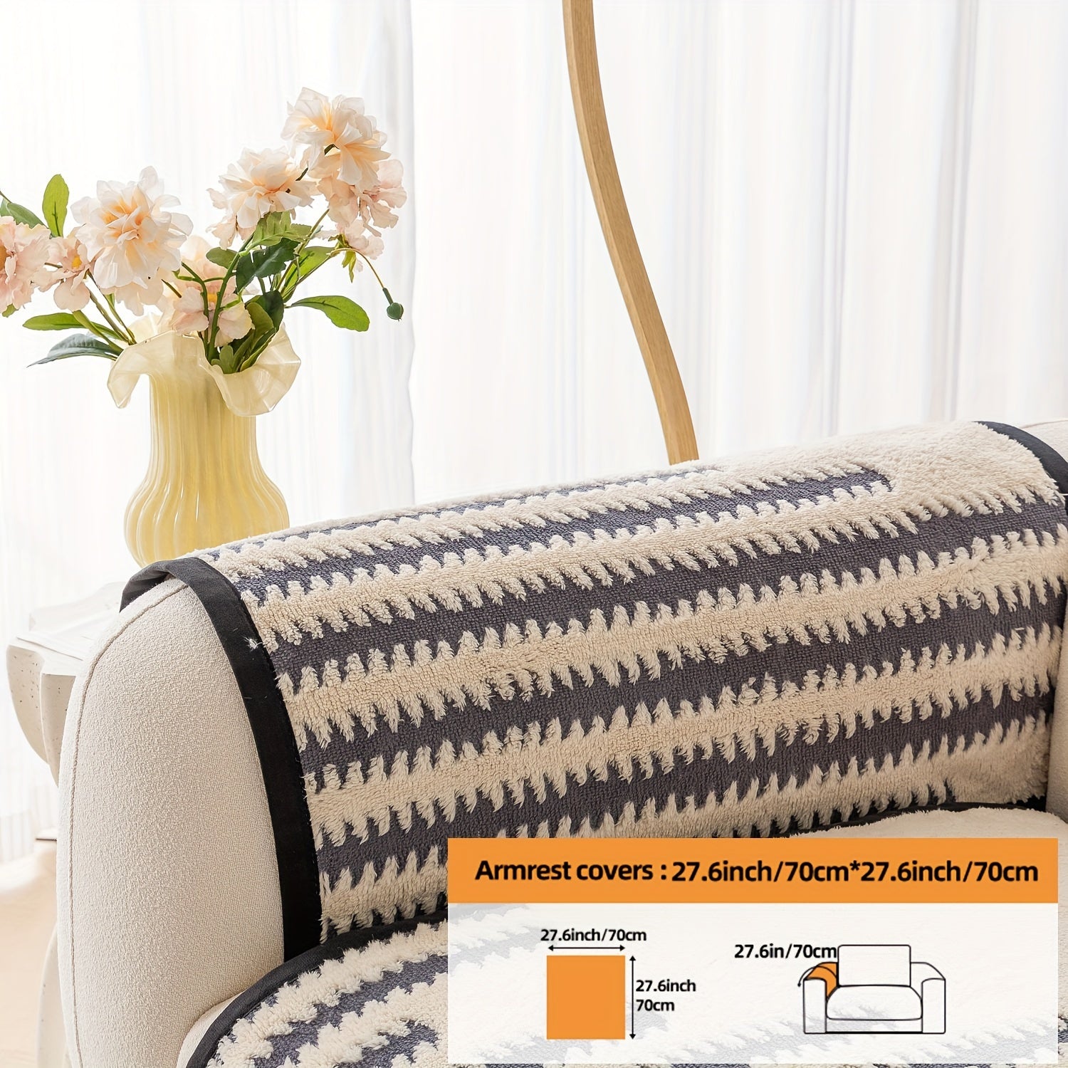 Современная накидка на нордический диван с черно-белой полоской, безопасная для домашних животных, противоскользящая, для 1-4 мест