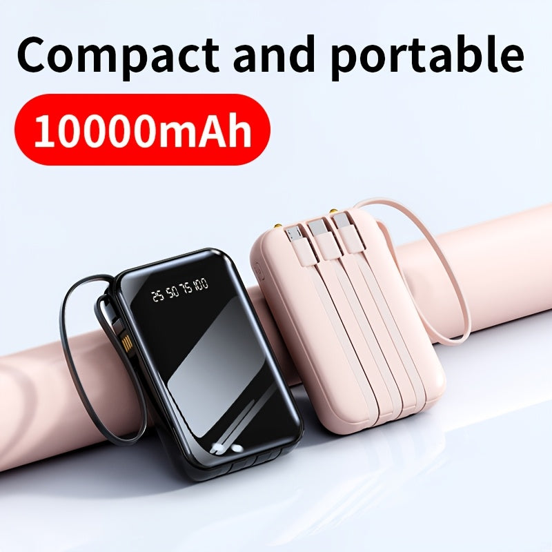 10000mAh quvvatga ega portativ quvvat banki, LED displey, USB Type-C zaryadlovchi, chiroq, qayta zaryadlanadigan litiy polymer batareya va iPhone/Android qurilmalari uchun favqulodda zaxira.