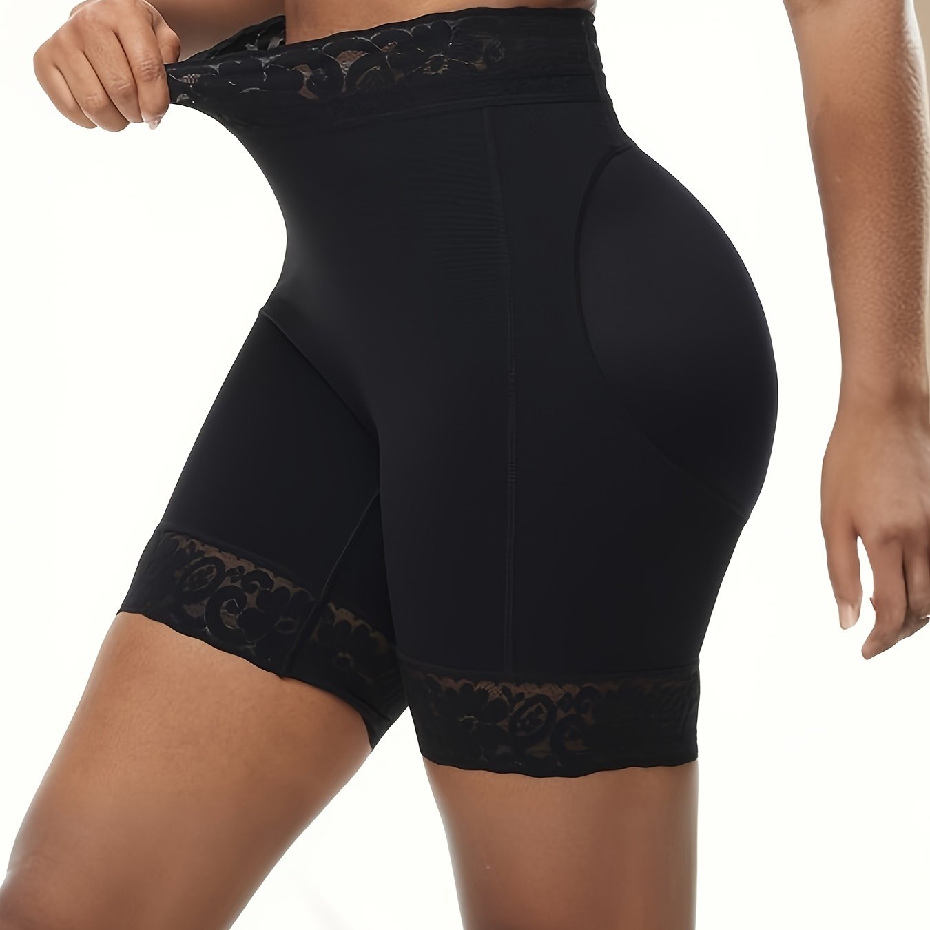 Women's High-Waist Shaping Shorts with Lace Trim Tummy Control Butt Lift Seamless Body Sculpting