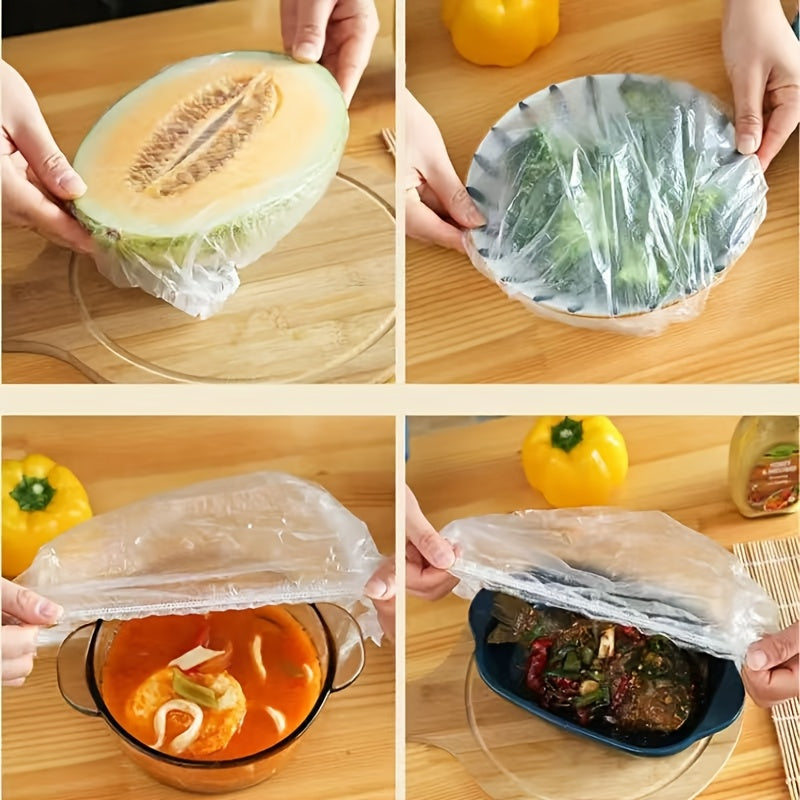 Set of 50 Reusable Elastic Food Covers Clear Stretchy Lids for Bread Fruits Vegetables Sweets