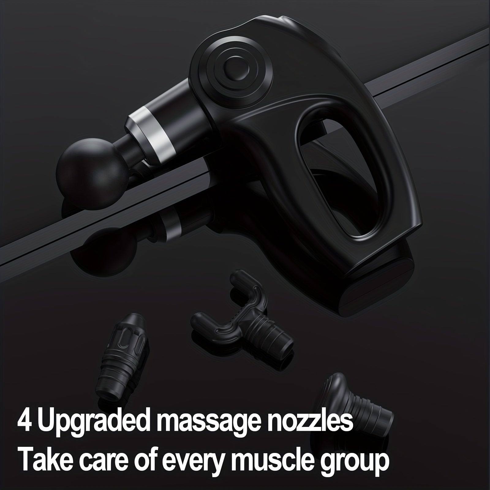 Zamonaviy massaj quroli, 5 ta sozlanadigan tezlik, ikki massaj nozzle, USB orqali zaryadlanadigan, litiy batareyasi bilan ishlaydigan, CE/FCC/RoHS sertifikatlangan, mustahkam konstruktsiya.