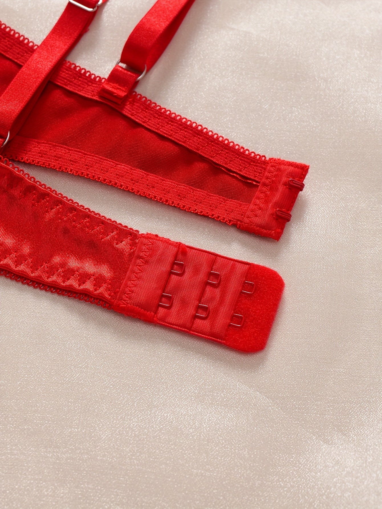 Red and Black Lace Lingerie Set for Women Includes Thong and Bralette Underwire Polyester Elastane