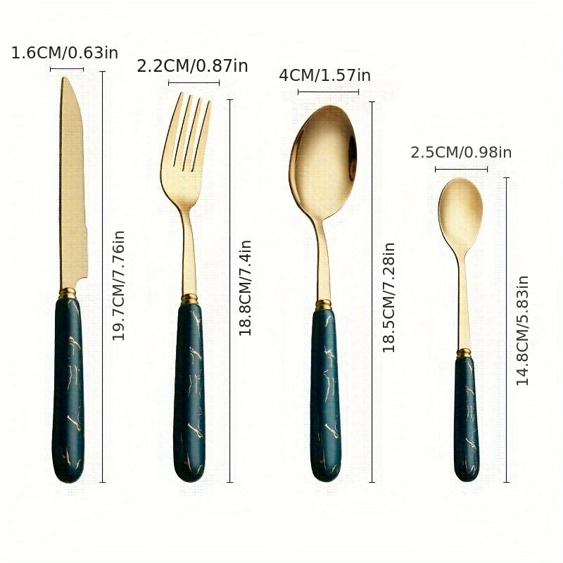 Набор столовых приборов из нержавеющей стали на 24 предмета с керамическими ручками для обеда и десерта