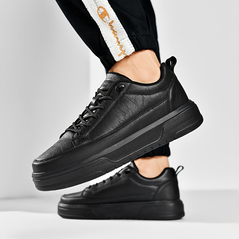 Men's Solid Color Skate Shoes Non Slip Lightweight Casual Sneakers for Outdoor Walking and Travel