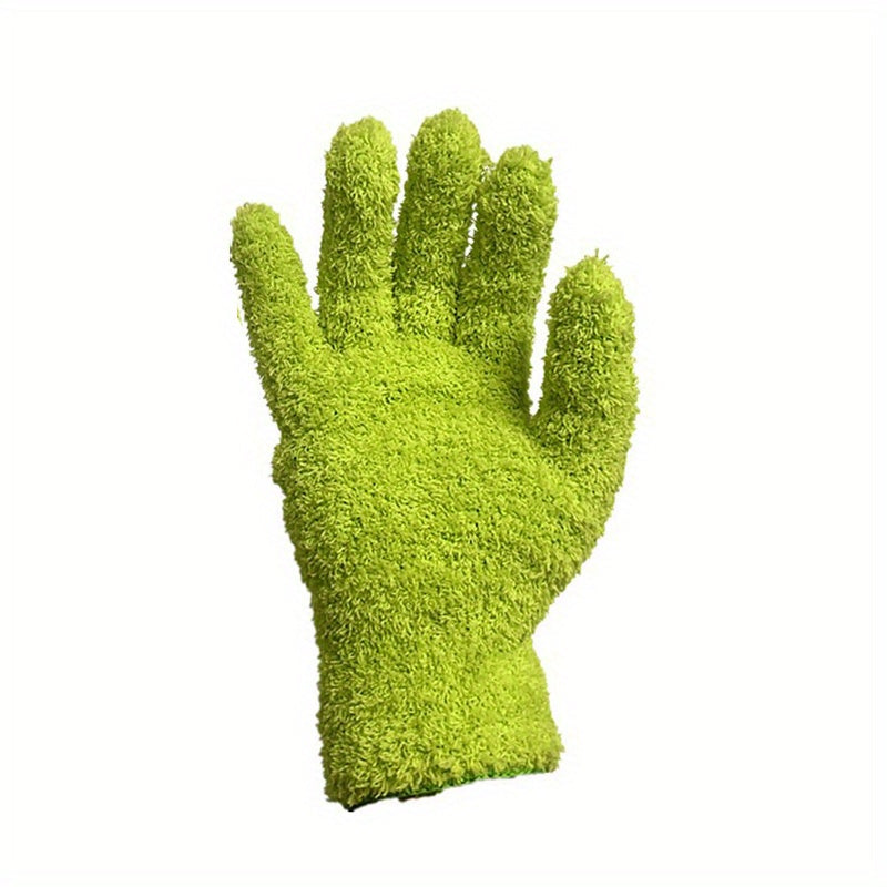 Microfiber Coral Fleece Cleaning Gloves Five-Finger Dust Remover Blue