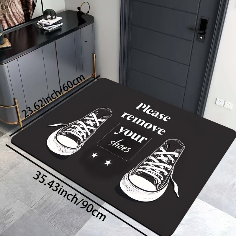Polyester Doormat Set with Please Remove Your Shoes Design Non-Slip Machine Washable Indoor Home Decor