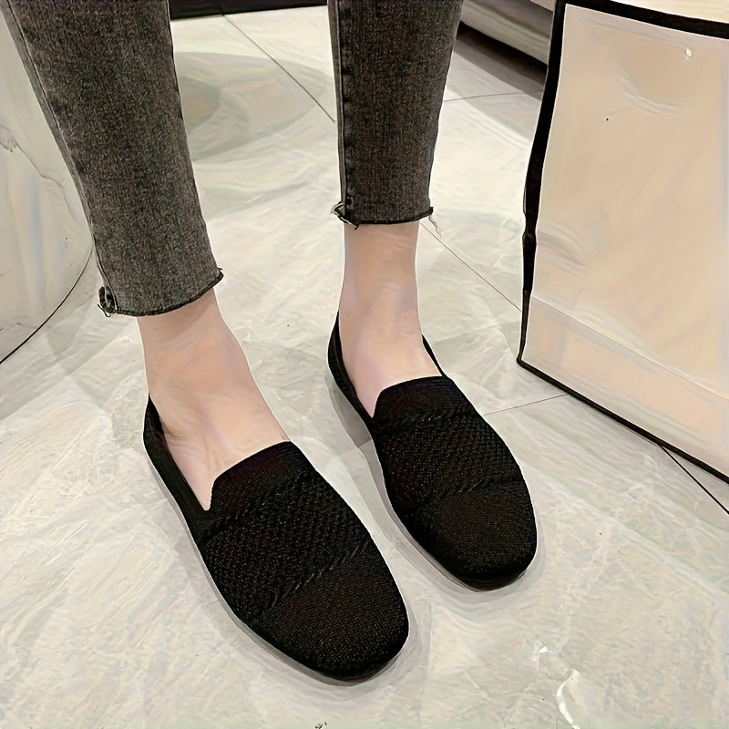 Women's Breathable Knit Slip-On Loafers Casual Flat Shoes | Versatile Comfort