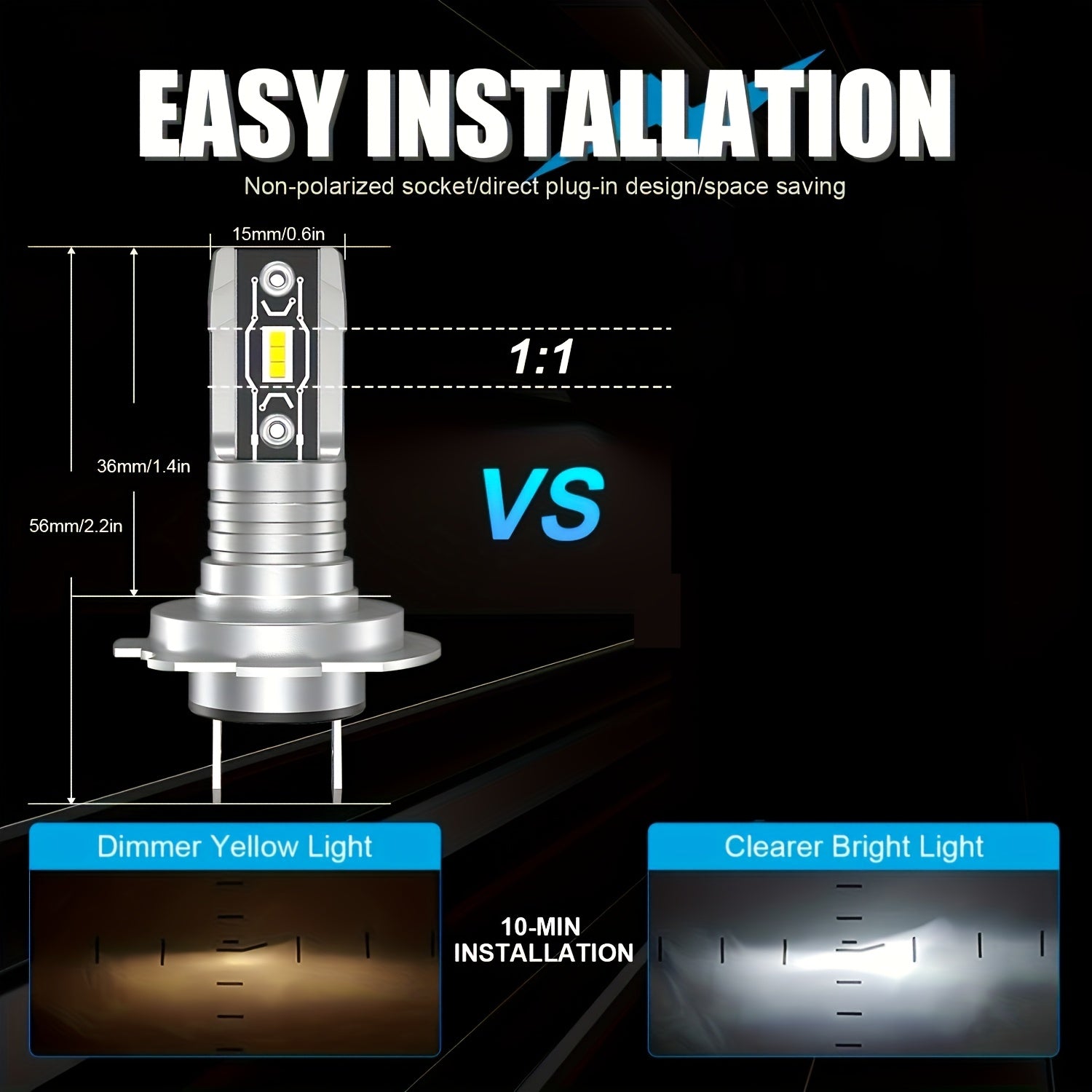 LED Headlight Bulb 6000K White 18000LM 60W Canbus 5530 Chip