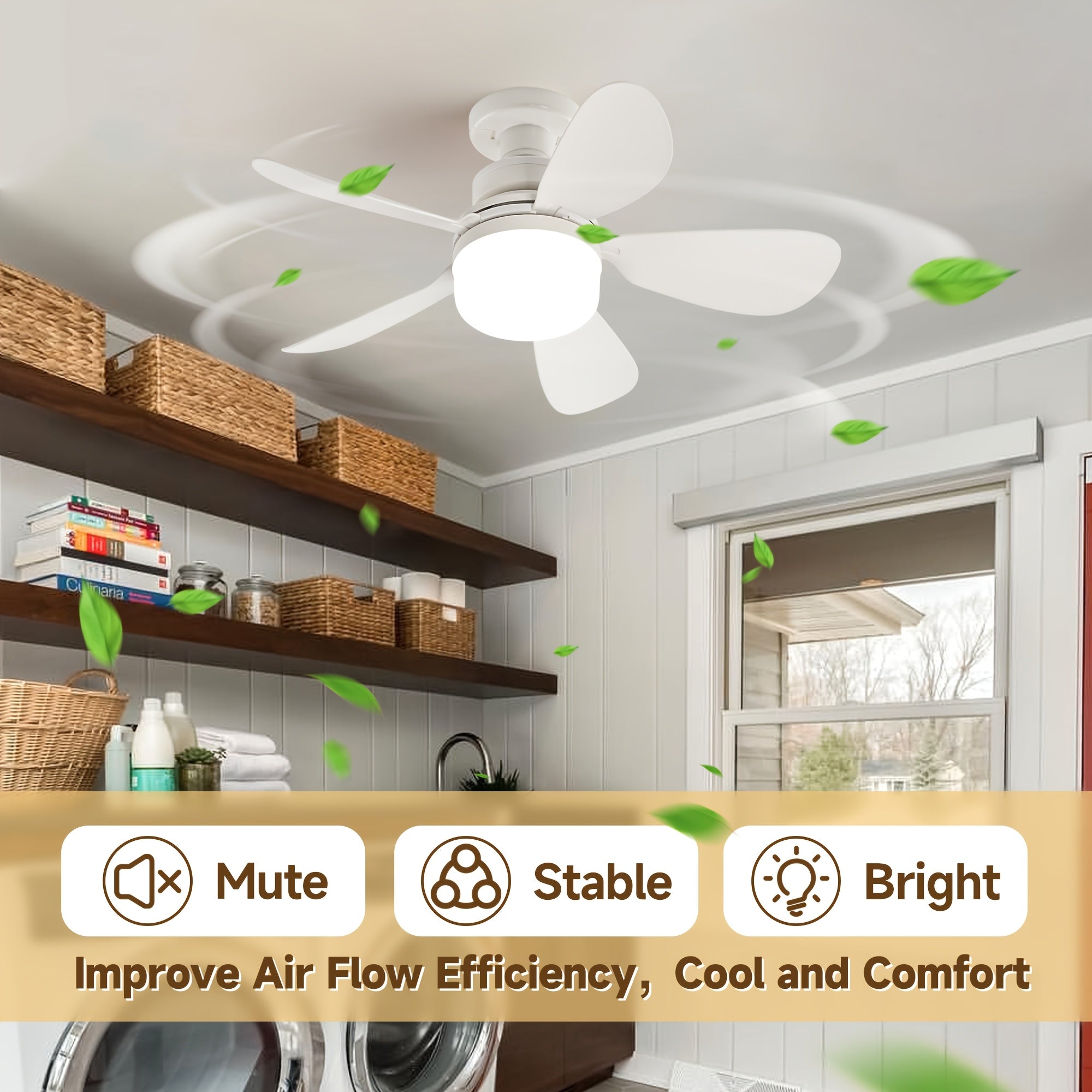 E27 E26 Socket Ceiling Fan Light with Remote 41.91cm Screw Fan 5 Blades 3 Speeds Dimmable LED