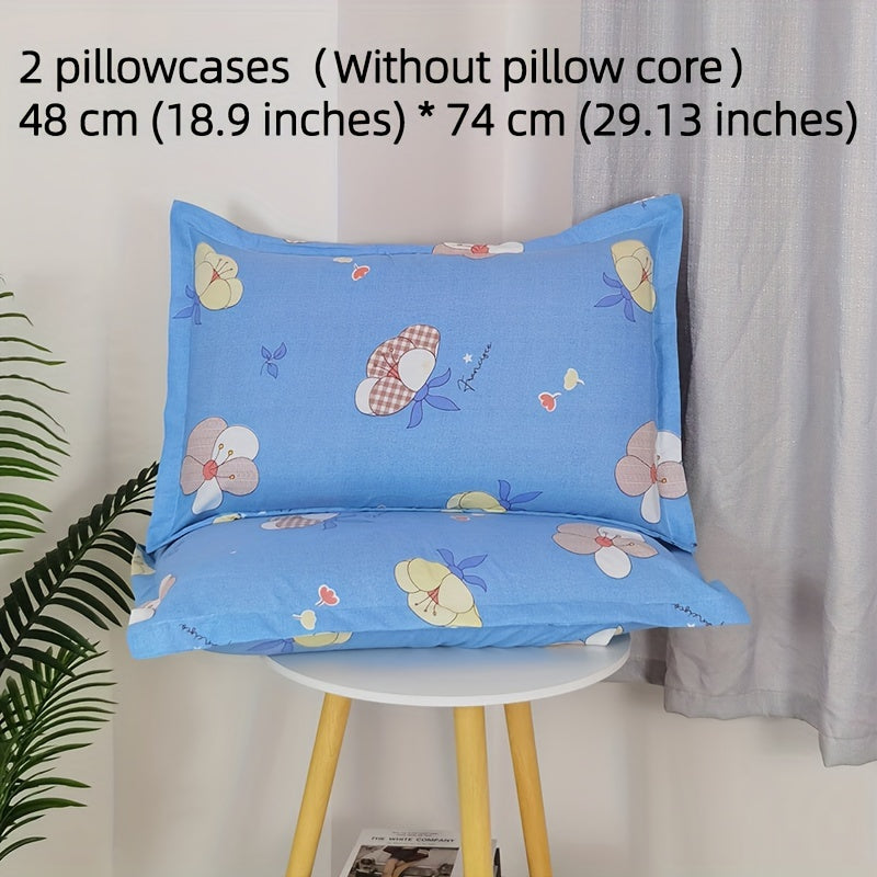 Superfine Fiber Pillowcases Set of 2 with Floral Designs, Easy to Clean, Airy
