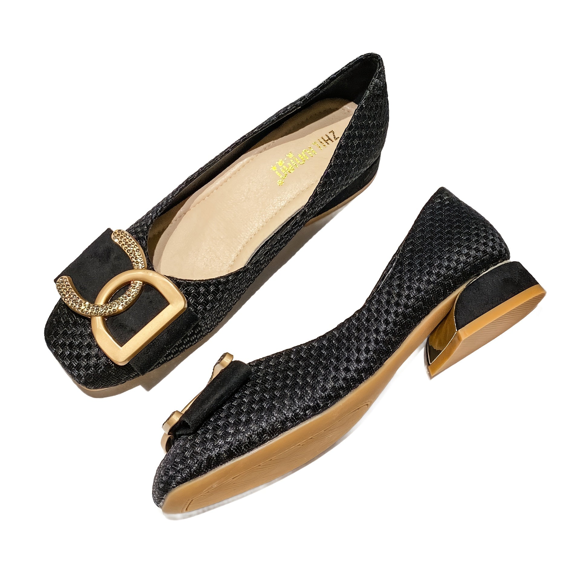 Women's Soft Sole Square Toe Low Heel Flat Shoes for Spring and Autumn