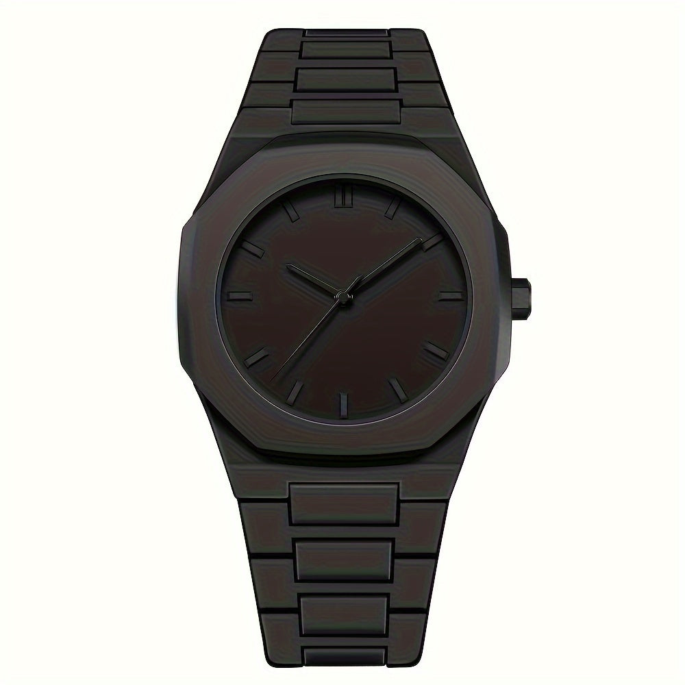 Men's Black Plastic Watch with Round Dial Quartz Movement TPU Strap