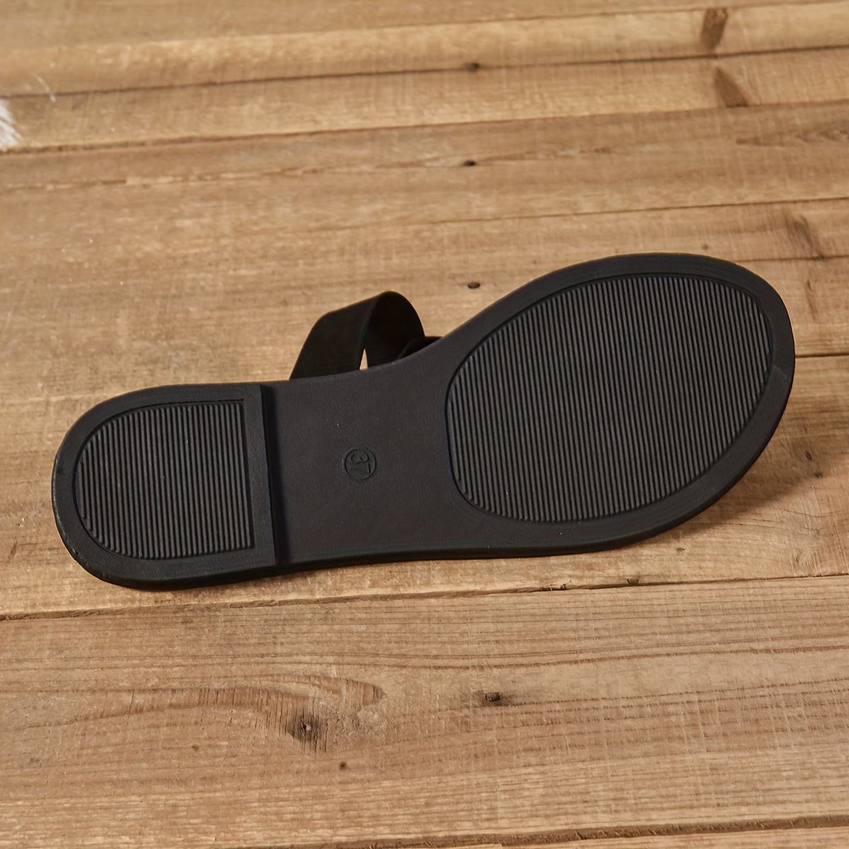 Women's Flat Sandals Black Open-Toe Slip-On Summer Beach Shoes