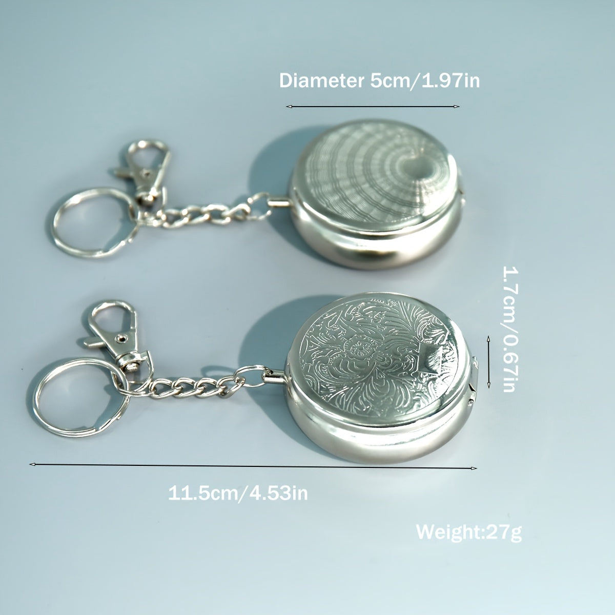 Unisex Stainless Steel Keychain Ashtray Glossy Chrysanthemum Sun Pattern