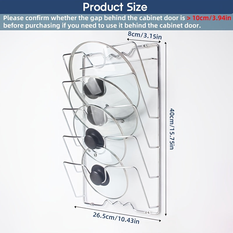 Металлическая подвесная органайзер для крышек кастрюль, кухонная полка для хранения кастрюль и крышек