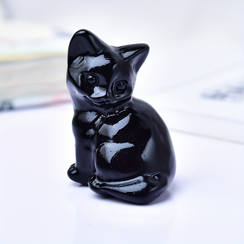 Фигурка кошки из натурального кристалла для карманов и комнат, подарок