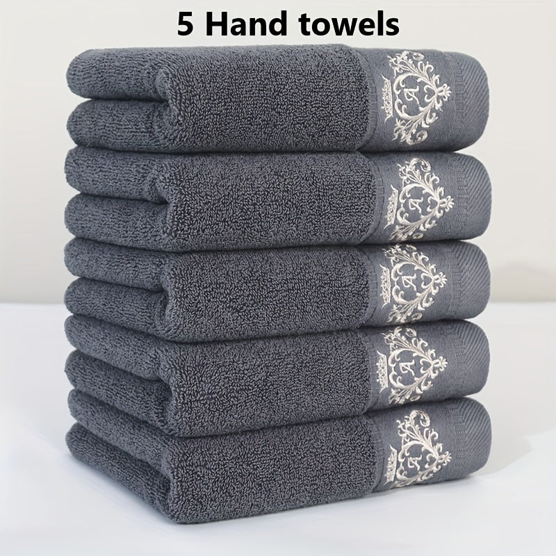 Cotton Towels with Crown Pattern Embroidery 450gsm for Bathroom and Makeup Room