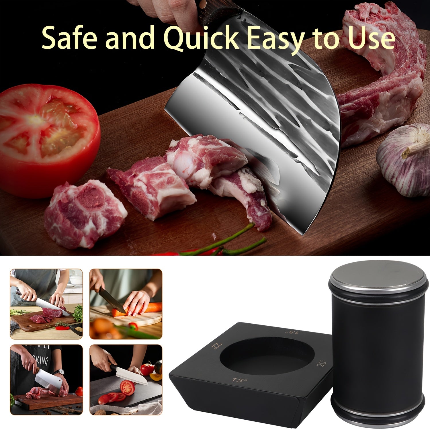 Uy oshxonasida qirralarni saqlash uchun to'rt tomonlama rulmanli qo'lda pichoq silliqlash moslamasi