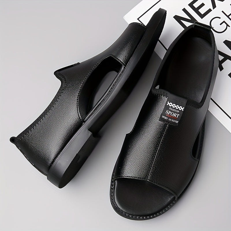 Men's Breathable Non-Slip Black Slip-On Sandals for Summer Casual Vacation