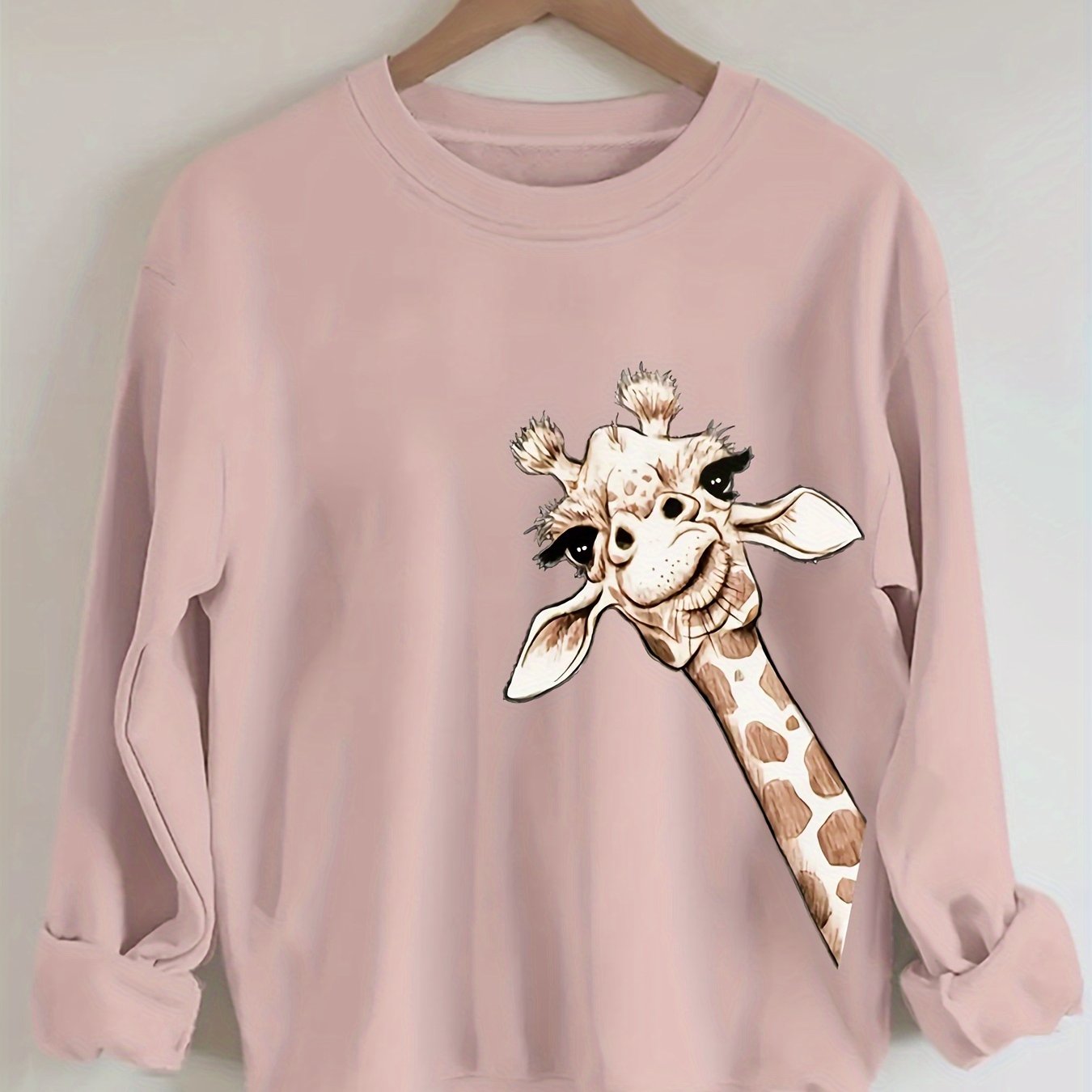 Women's Plus Size Giraffe Print Sweatshirt Casual Crew Neck Long Sleeve Pullover