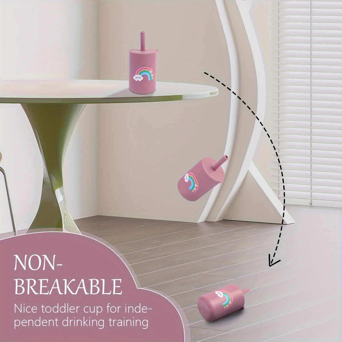 Silicone Baby Training Cups with Straw Lid Handle BPA-Free Reusable for 0-3 Years