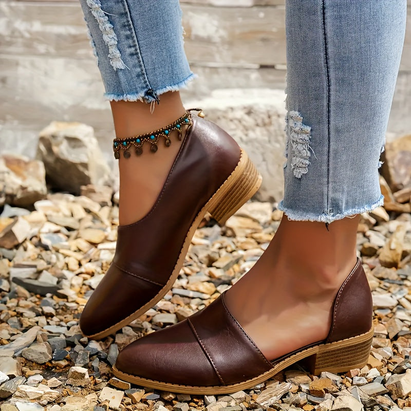 Women's Solid Color Ankle Boots Platform Chunky Heel Faux Leather