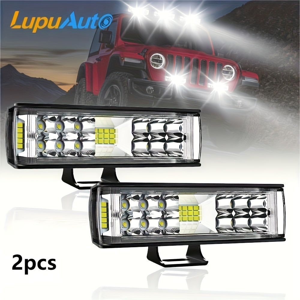 2PCS 120W 24000LM Barra de luz LED de trabajo, luces antiniebla para todoterreno, carcasa de aluminio