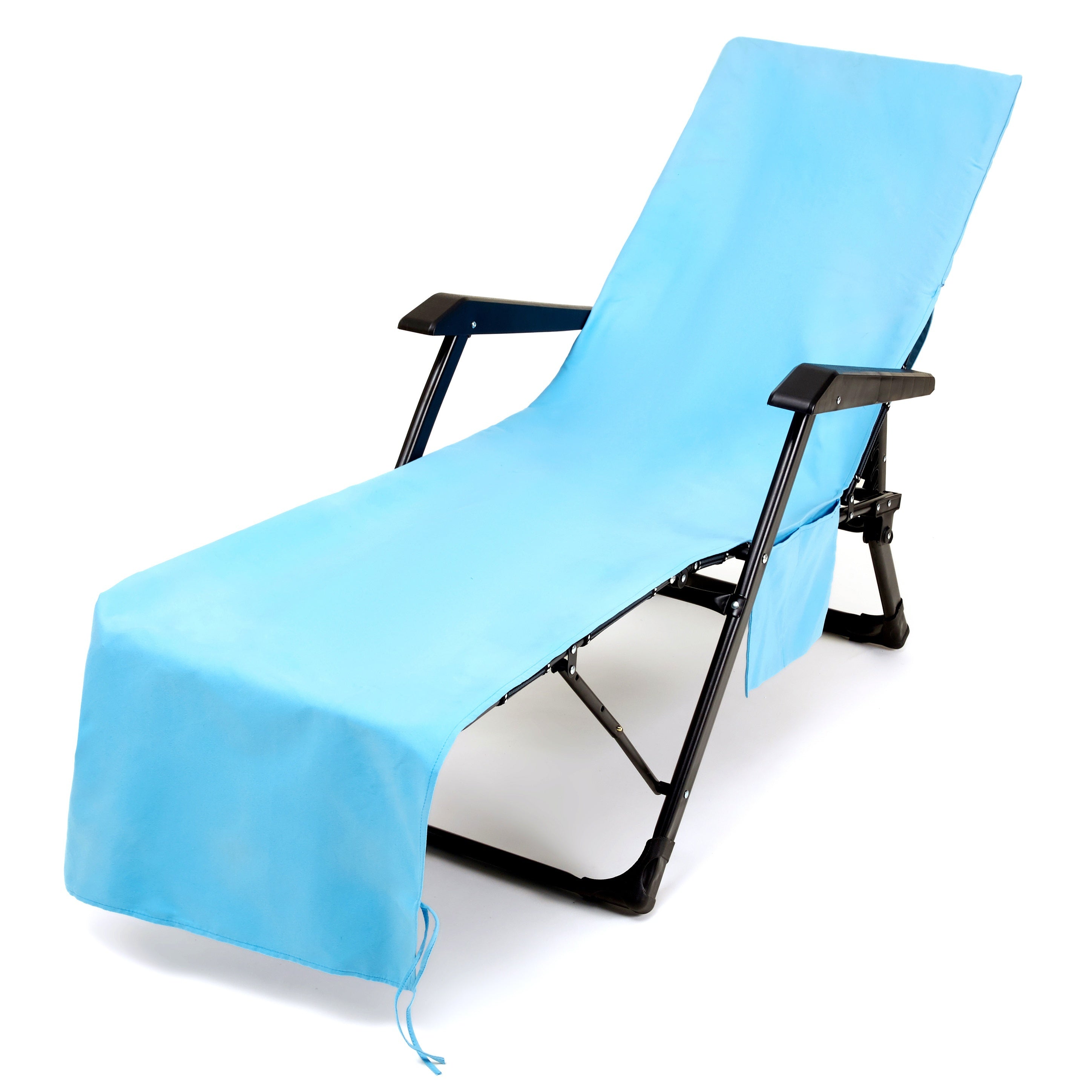 Microfiber Beach Chair Cover Gray Outdoor Poolside Protective Slipcover