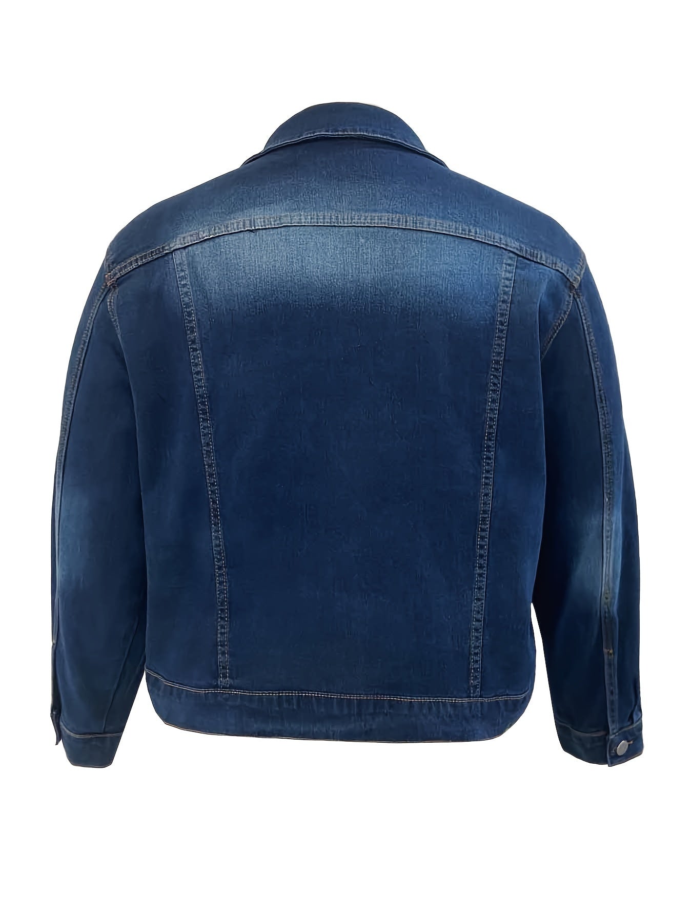 Women's Plus Size Light Blue Denim Jacket Casual Long Sleeve Button-Up
