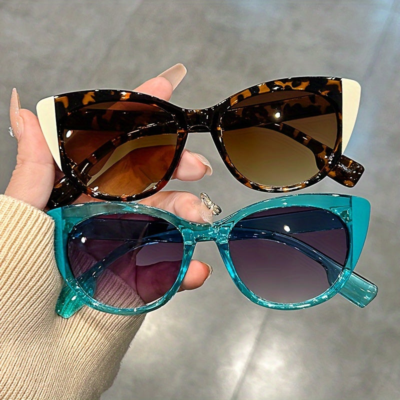 Ayollar uchun Cat Eye quyosh ko‘zoynaklari, gradient rangli blok ramka va anti-yorqinlik linzalar bilan