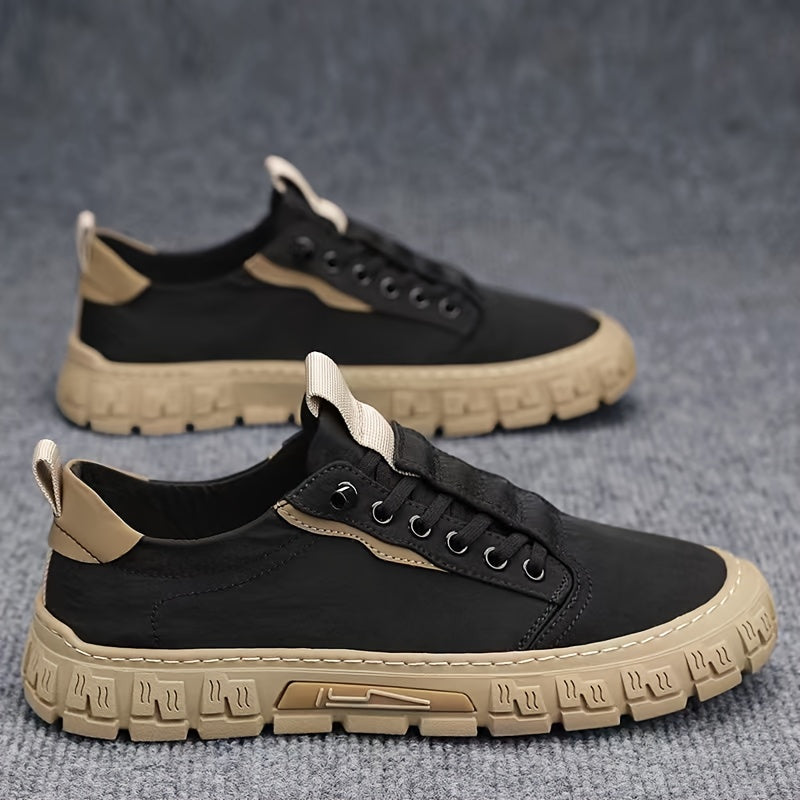 Zapatos de skate casual de lona para hombre, transpirables, con cordones, zapatillas urbanas para actividades al aire libre