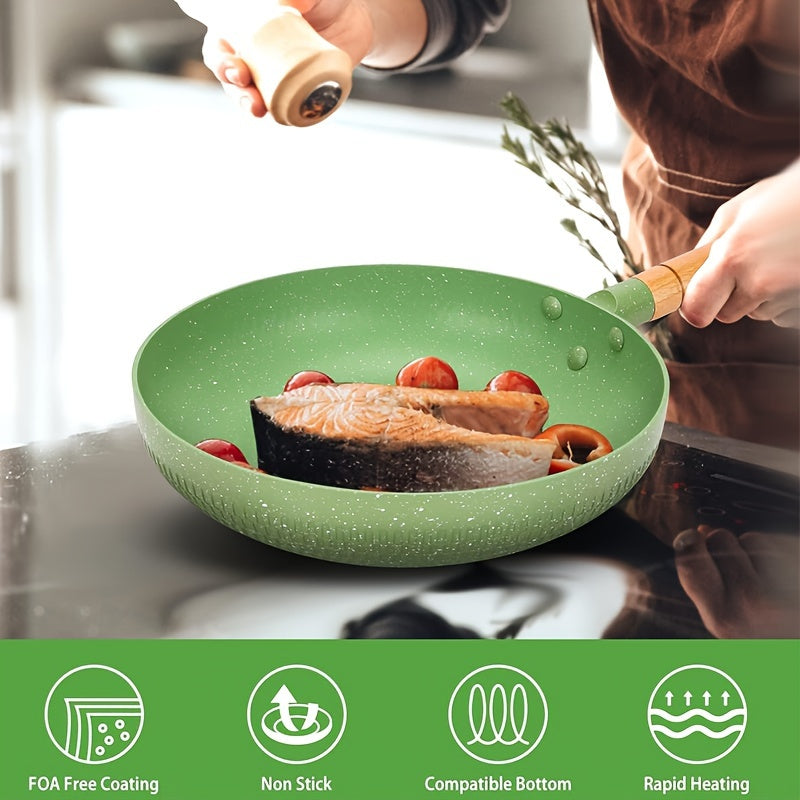 24cm Non-Stick Aluminum Skillet with Maifan Stone Coating for Cooking Fish Eggs Steak