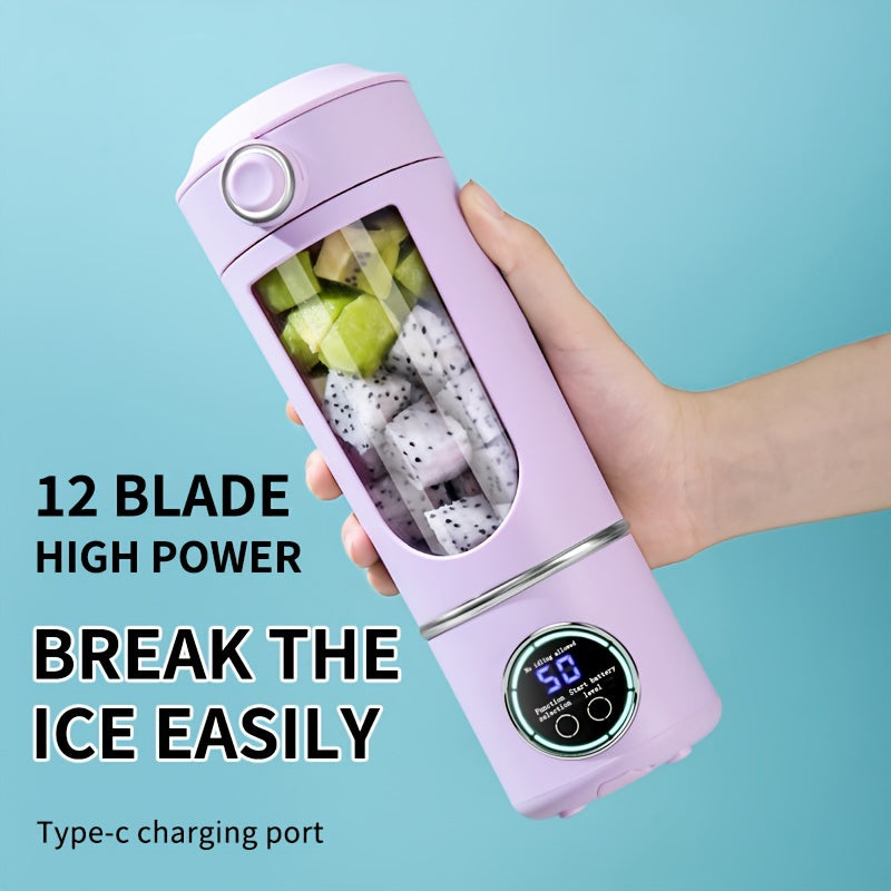 Portable Juicer with Digital Display, Compact Design, USB Rechargeable