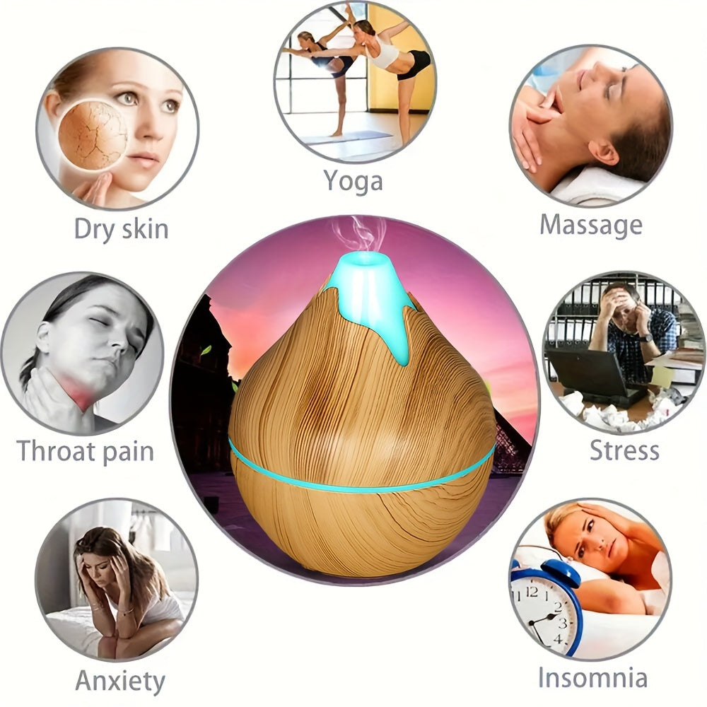 Wood Grain USB Humidifier with Aromatherapy Quiet Operation for Home Office