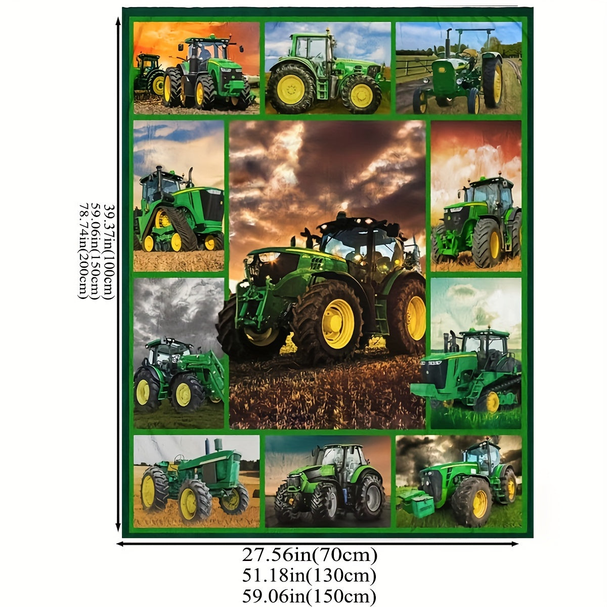 Flannel Farm Tractor Printed Blanket Shawl - Soft and Skin-Friendly Throw Blanket for Casual Sofa Use or Nap Time, Perfect as a Multi-Purpose Gift Blanket.