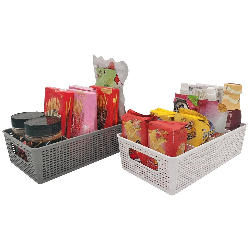 Multi-Purpose Woven Storage Box with Divider for Bathroom and Kitchen Cabinets 1-8 Pieces