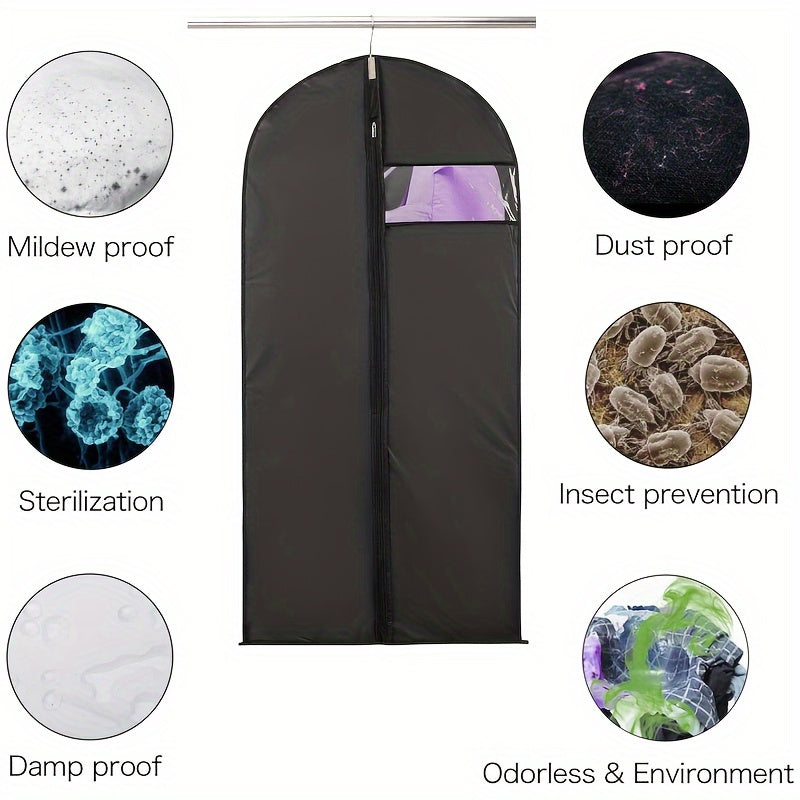 Durable 5-Piece Suit Dust Cover Bag Set with Window Hanging Clothes Storage for Shirts Dresses Coats