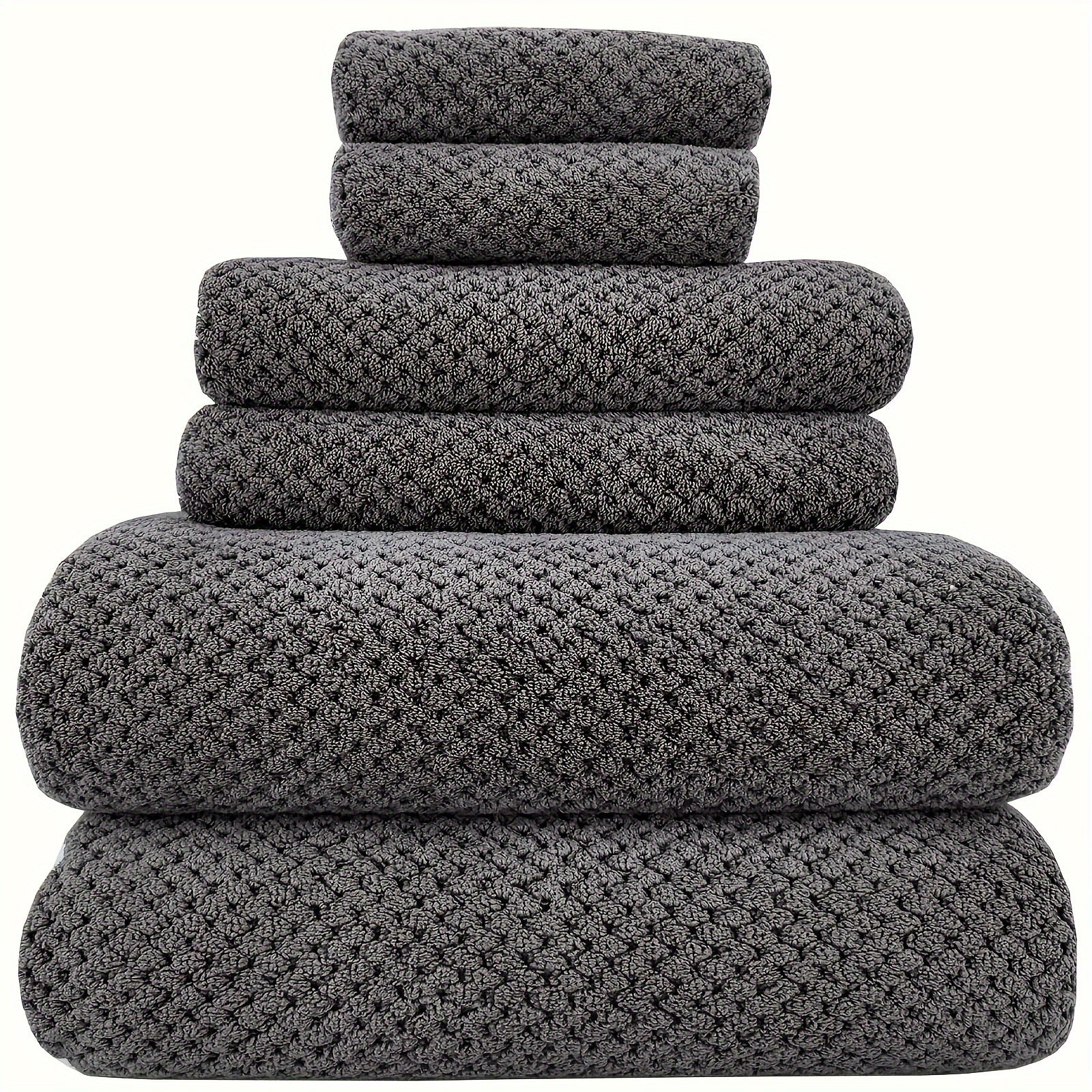 6-Piece Bath Towel Set with 2 Square Towels 2 Hand Towels and 2 Bath Towels Soft Absorbent Spa Hotel