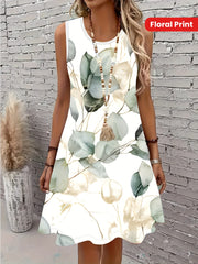 Women's Floral Dress Sleeveless A-Line Midi Summer Vacation Wear