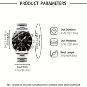 Men's Gift Set Stainless Steel Watch Necklace Bracelet Ring Business Casual