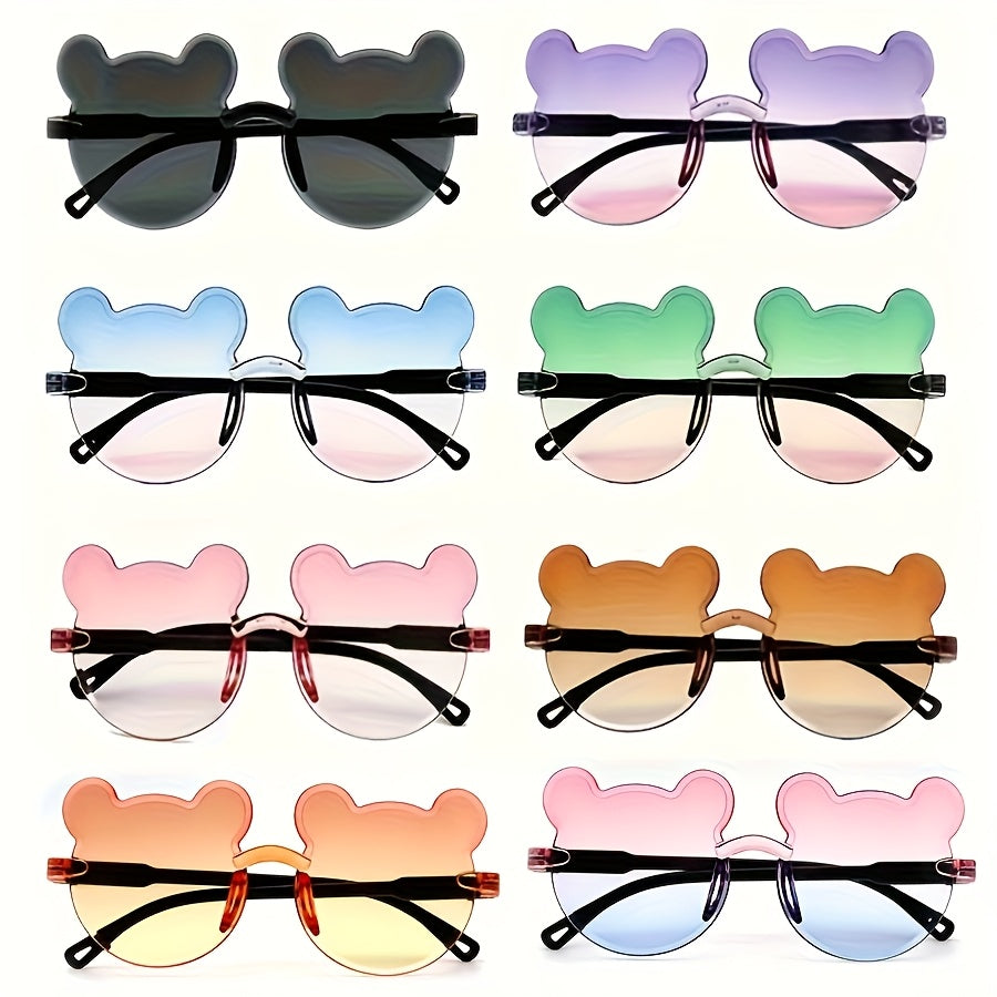 Teen Fashion Glasses with Bear Ears, Mixed Color PC Frames for Holidays