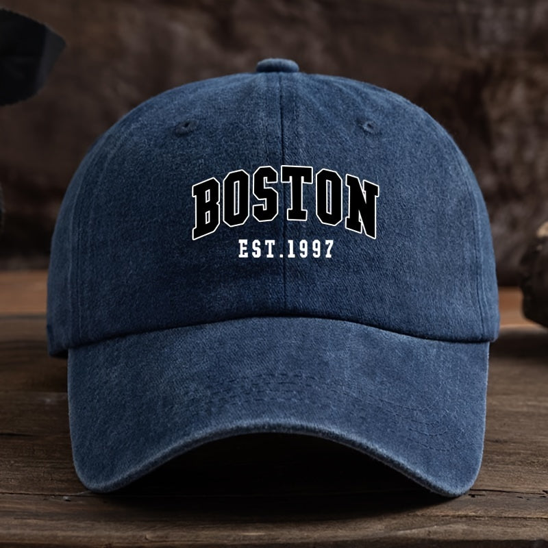 Boston Est. 1997 Unisex Moda Beysbol Shlyapa, O'zgaruvchan Qiya Qirralar bilan, To'qilgan Matodan Yasalgan, Oson Parvarish, Mashinada Yuvish/Quruq Tozalash mumkin.