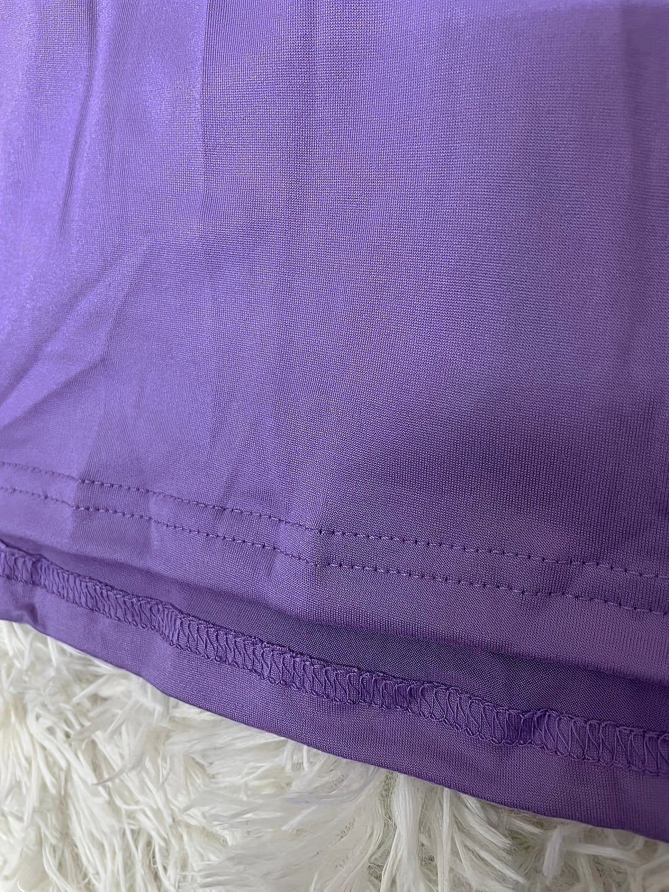 Women's Summer Short Sleeve T-Shirt Solid Lavender Loose Fit Round Neck