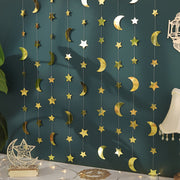 Ramadan Wall Decoration Star and Moon Pendant with Flag and Flower Accents