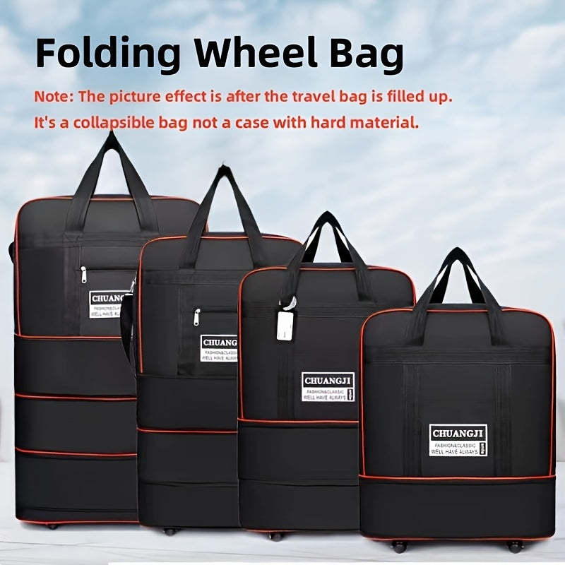 Large Capacity Expandable Wheeled Travel Bag with Anti-Static Spinner Wheels and Oxford Cloth