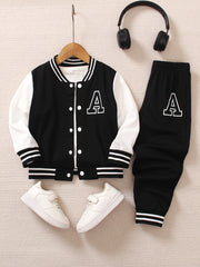Boys' Lettered Sportswear Set for Kids Age 12 and Under Autumn Casual Knit Polyester
