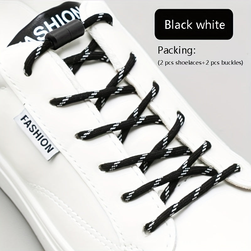 2PCS No-Tie Elastic Shoelaces for Sneakers and Boots Soft Acetate Fiber