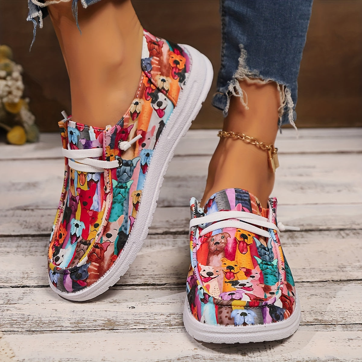 Women's Slip-On Cartoon Fashion Shoes Comfortable Casual Canvas Sneakers