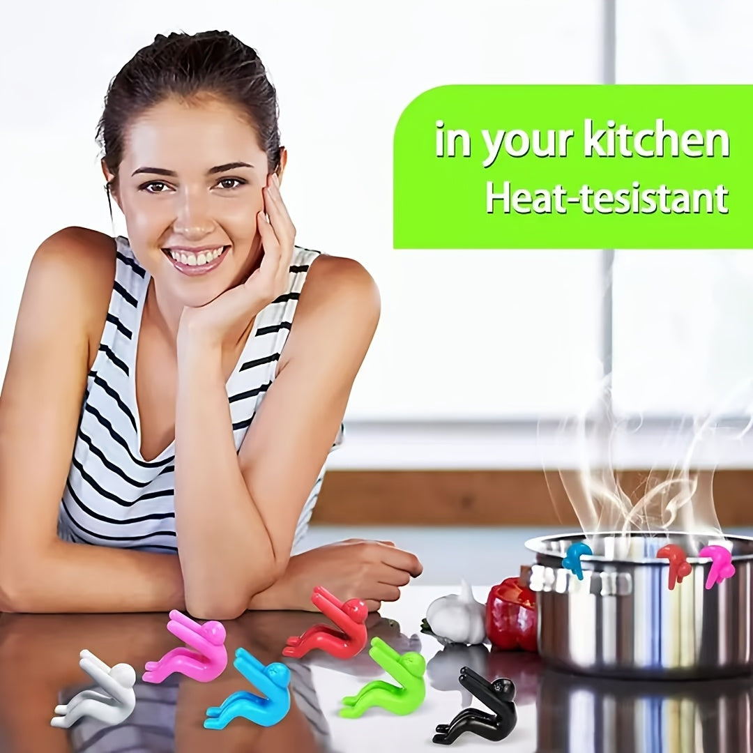 Durable Plastic Kitchen Gadget Spill-Proof Pot Lid Holder and Phone Stand